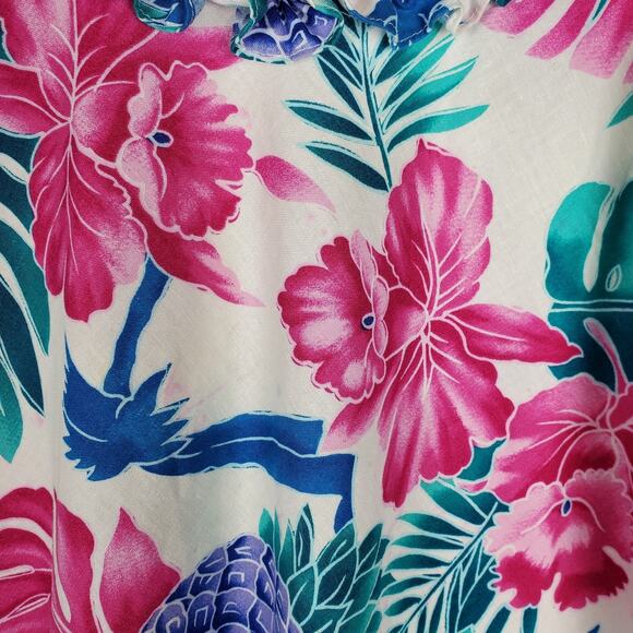 Vintage 70s Hilo Hattie Shift Sun Dress Size M Ruffle Sleeveless Pockets Cotton - Picture 2 of 13